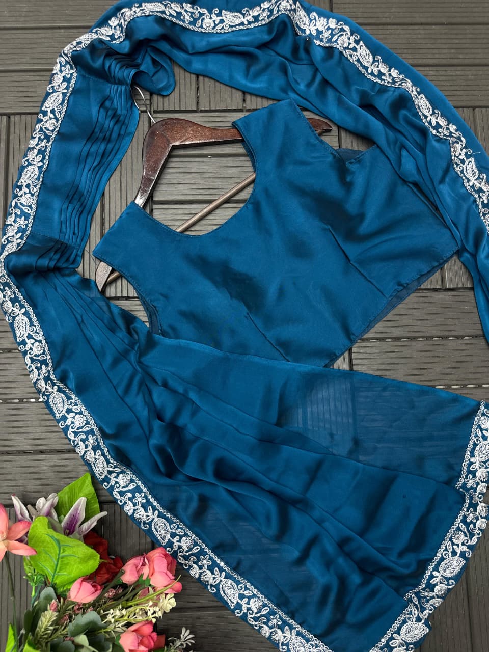 Heavy Rangoli Ready to Wear Saree with Embroidery Sequence Koti