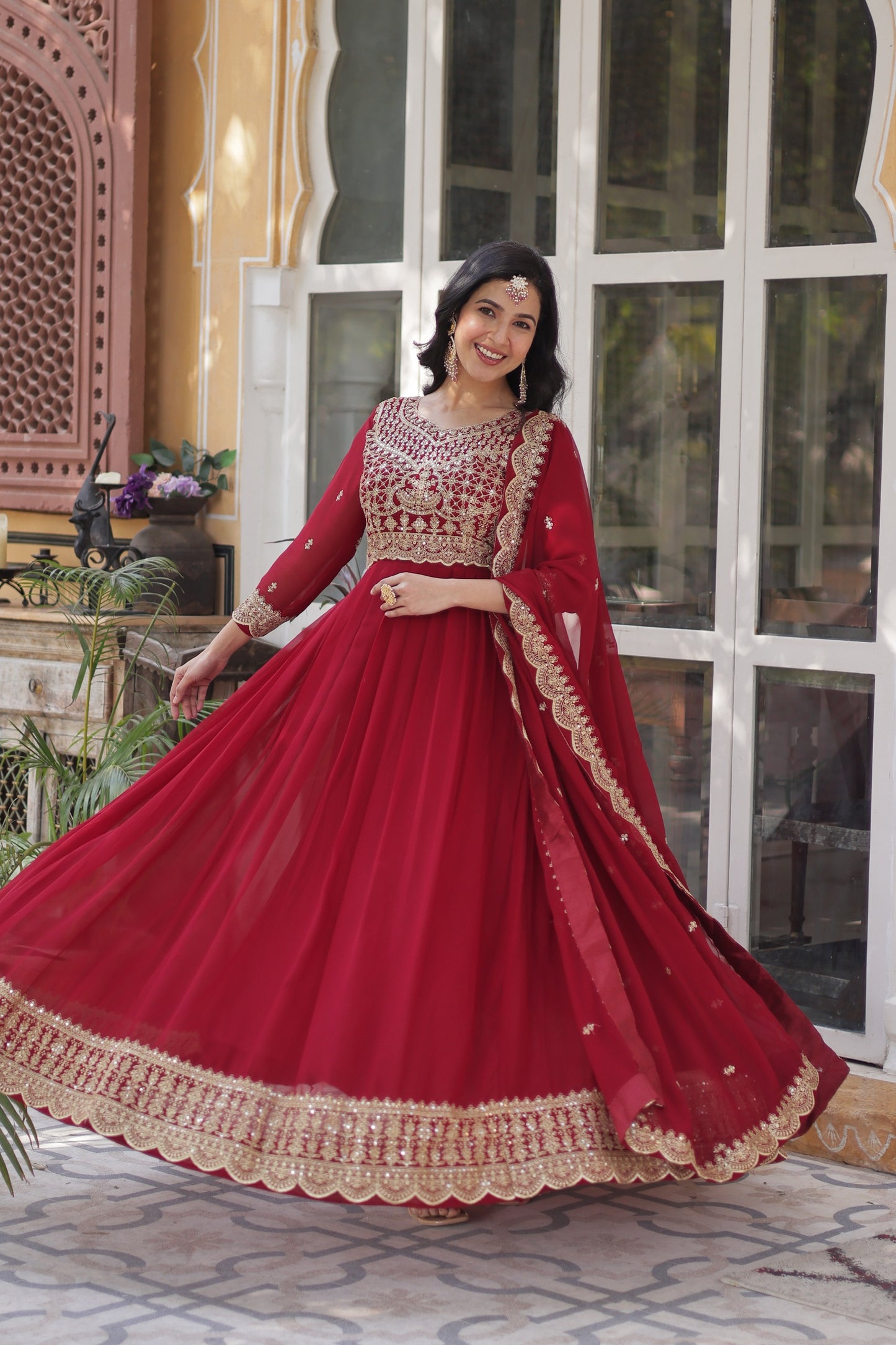Designer Embroidered Gown with Dupatta