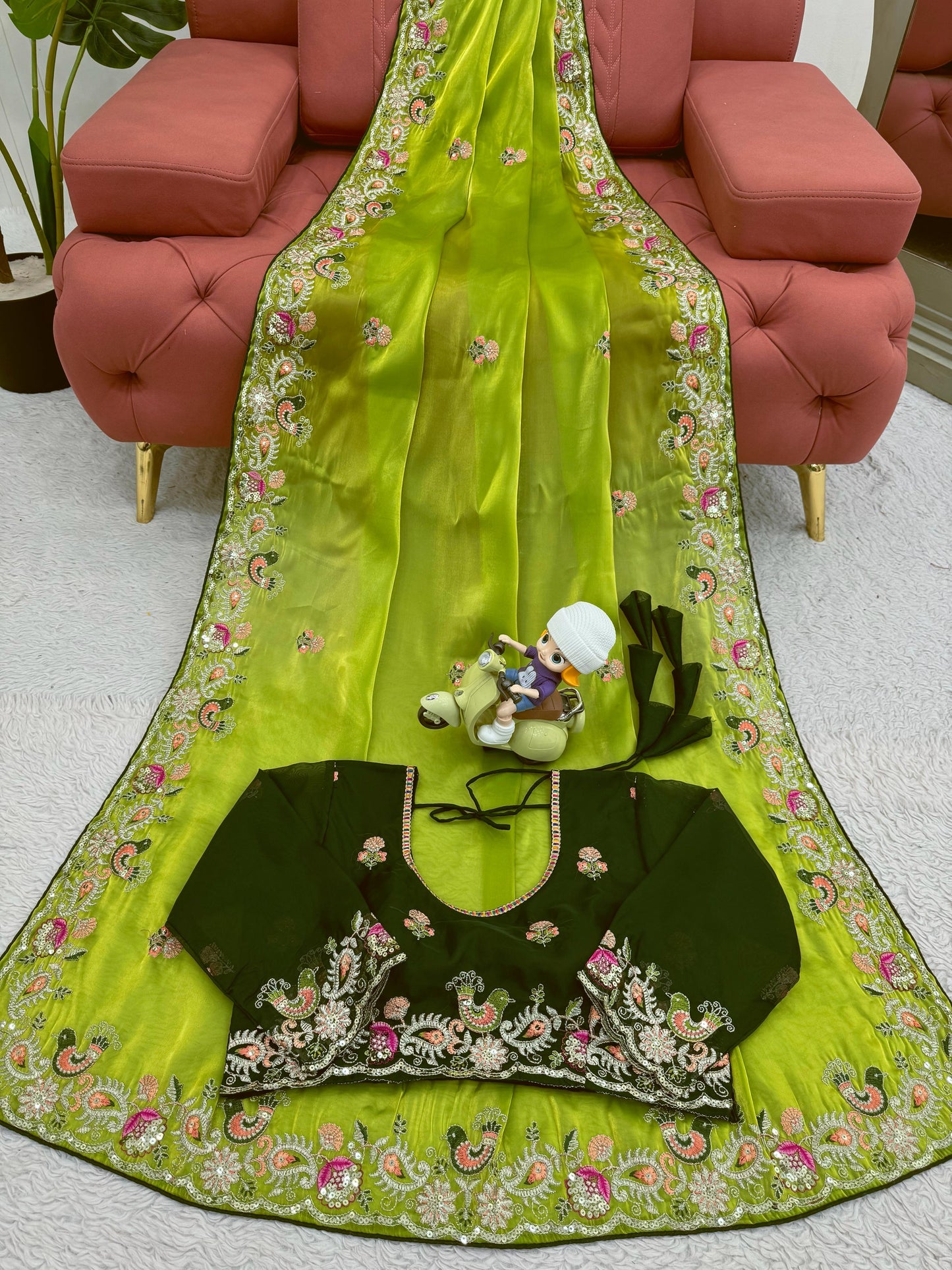 Designer Jimmy Choo Silk Saree with Thread & Sequence Work Blouse