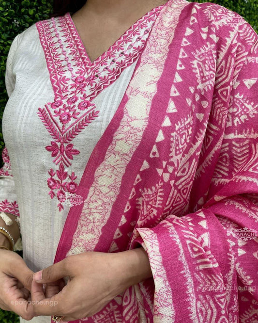 Premium Cotton Kurti Pant Dupatta Set