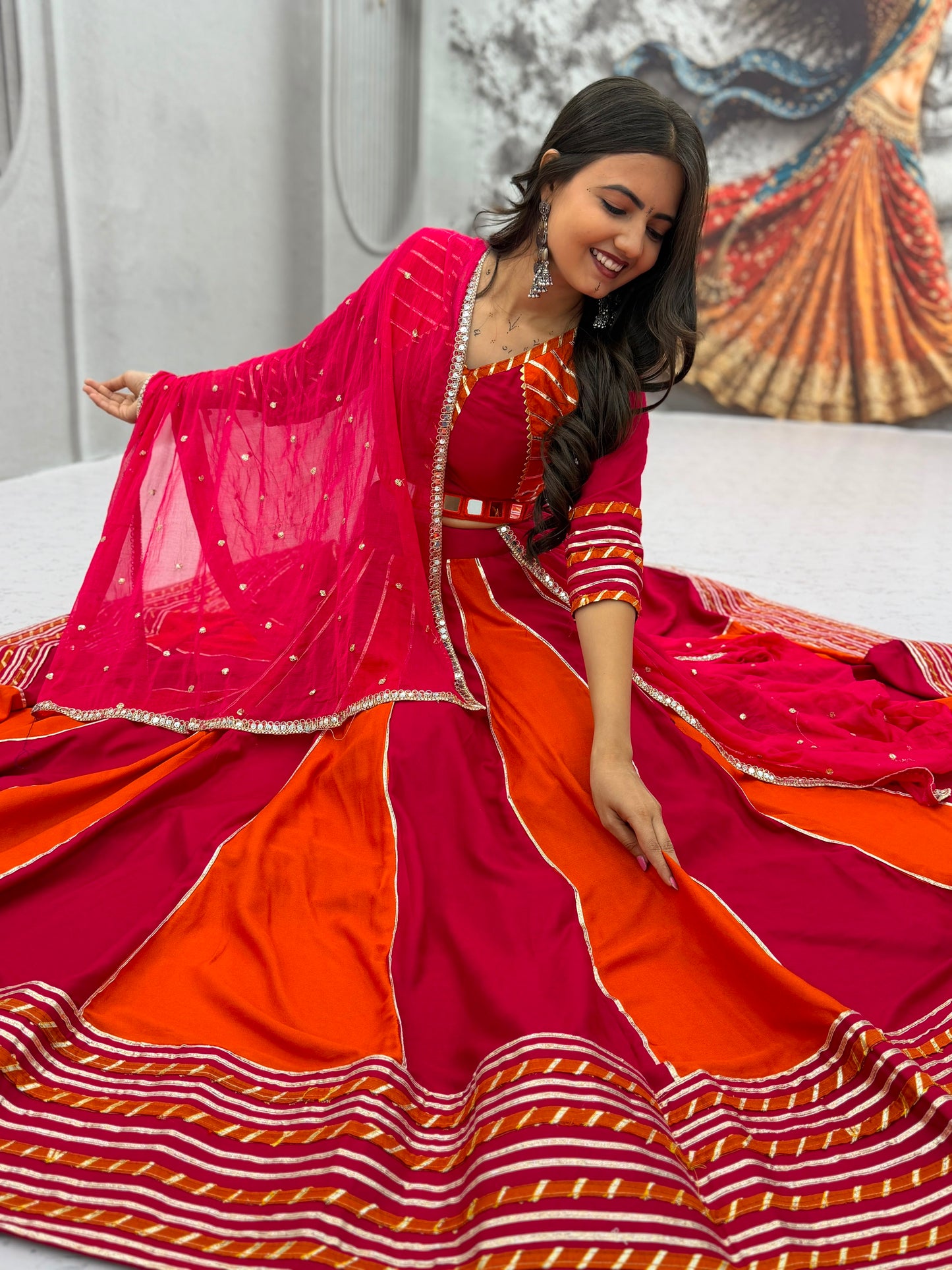 Navratri Special Pure Cotton Lehenga Choli Set | 6 Meter Flair | Real Hand Work | Festival Wear