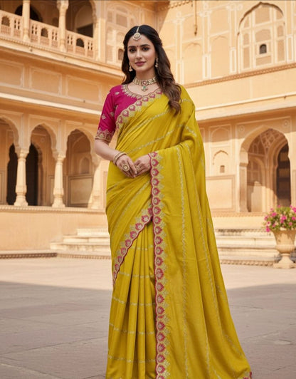 Star Georgette Leheriya Saree with Embroidery Sequence Blouse
