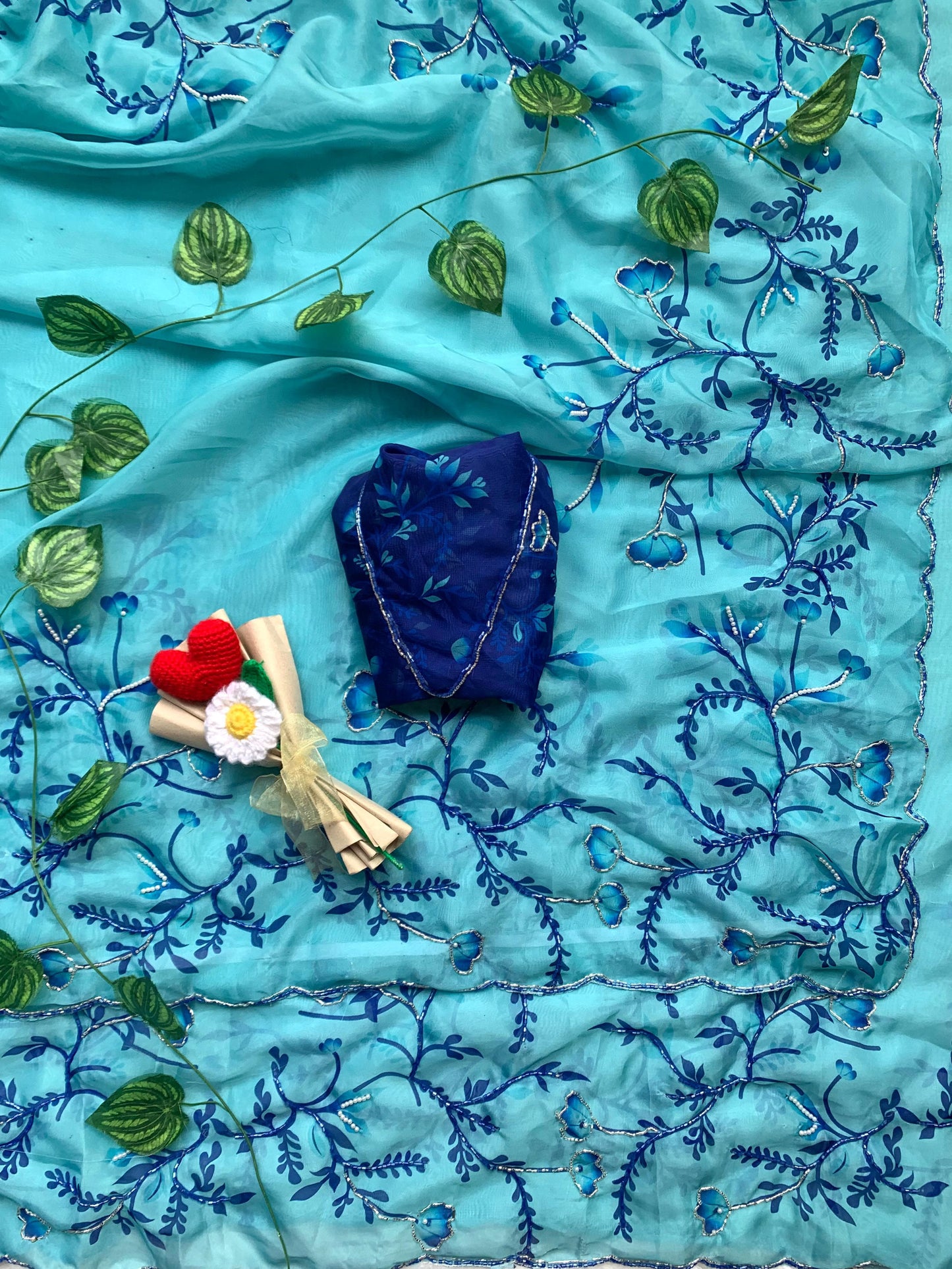 Radhika Tebby Silk Embroidered Saree with Handwork Blouse