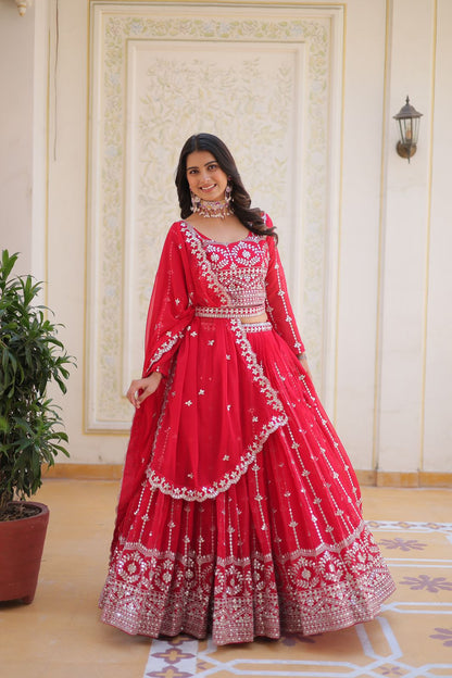 Heavy Fox Georgette Wedding Lehenga Choli with 7mm Sequence Work (2 Colors)