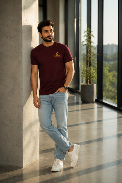 Ecomsquire Premium Maroon Crew Neck T-Shirt | Luxury Everyday Essential