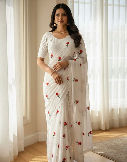 Floral Embroidered Georgette Saree – Lightweight Daily & Party Wear
