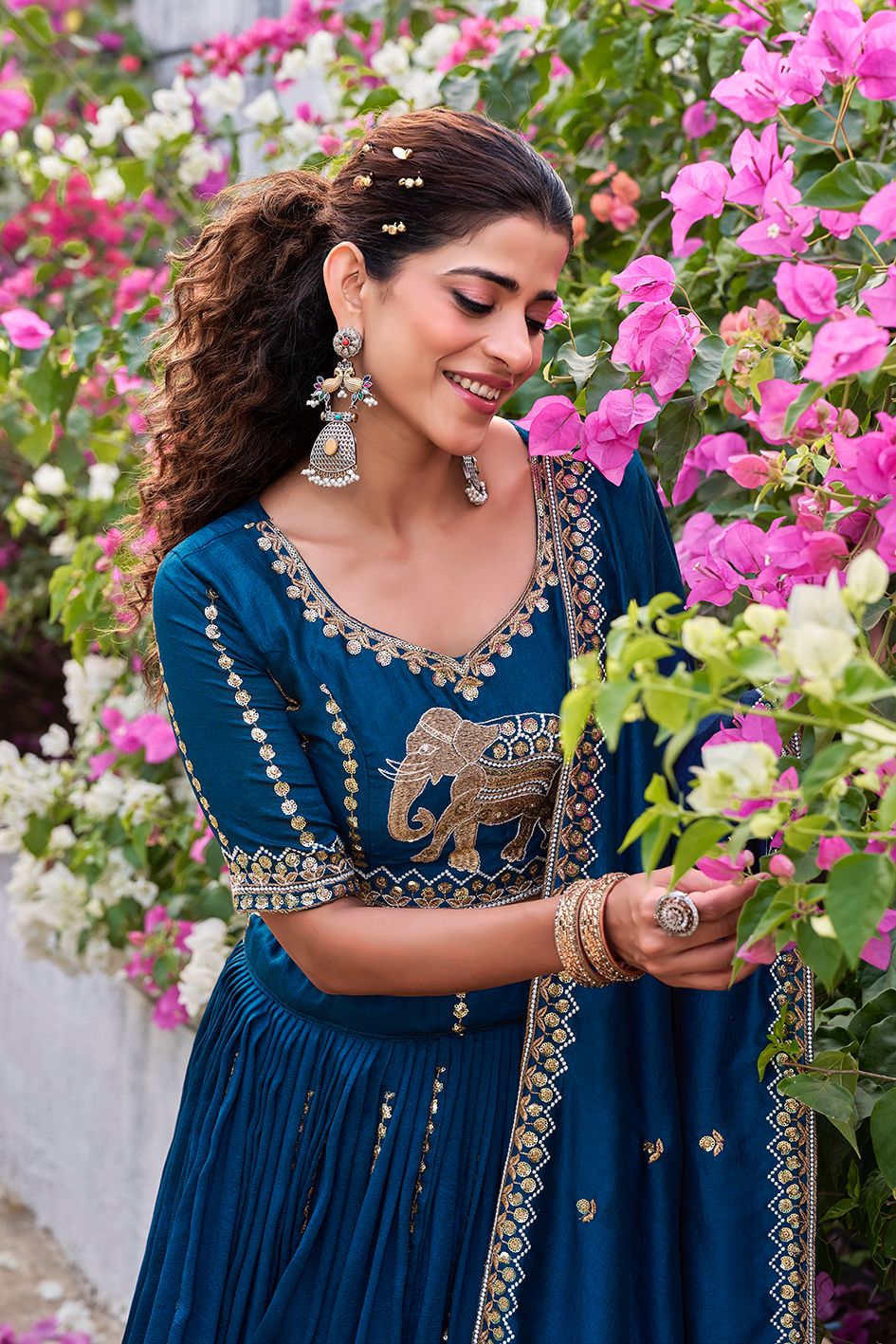 Wedding Collection Pure Vichitra Lehenga Choli with Heavy Embroidery Sequence Work & Dupatta