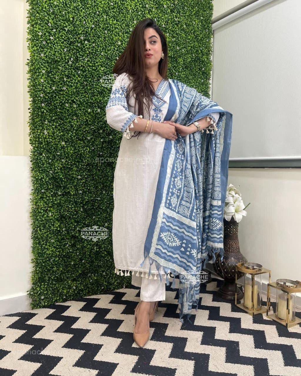 Premium Cotton Kurti Pant Dupatta Set