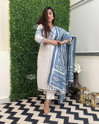 Premium Cotton Kurti Pant Dupatta Set