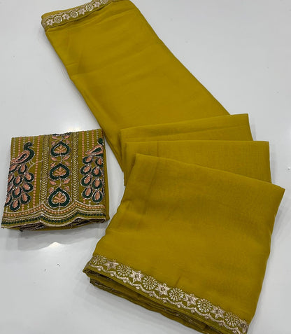 Elegant Rangoli Silk Saree with Multi Embroidery & Sequins Work Designer Blouse – Festive & Party Wear