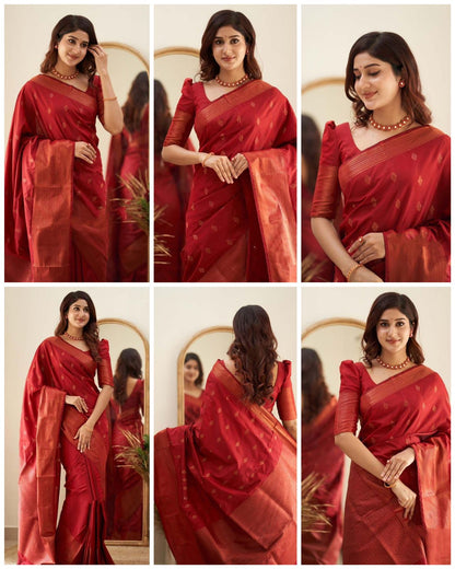 Maroon Cotton Silk Saree