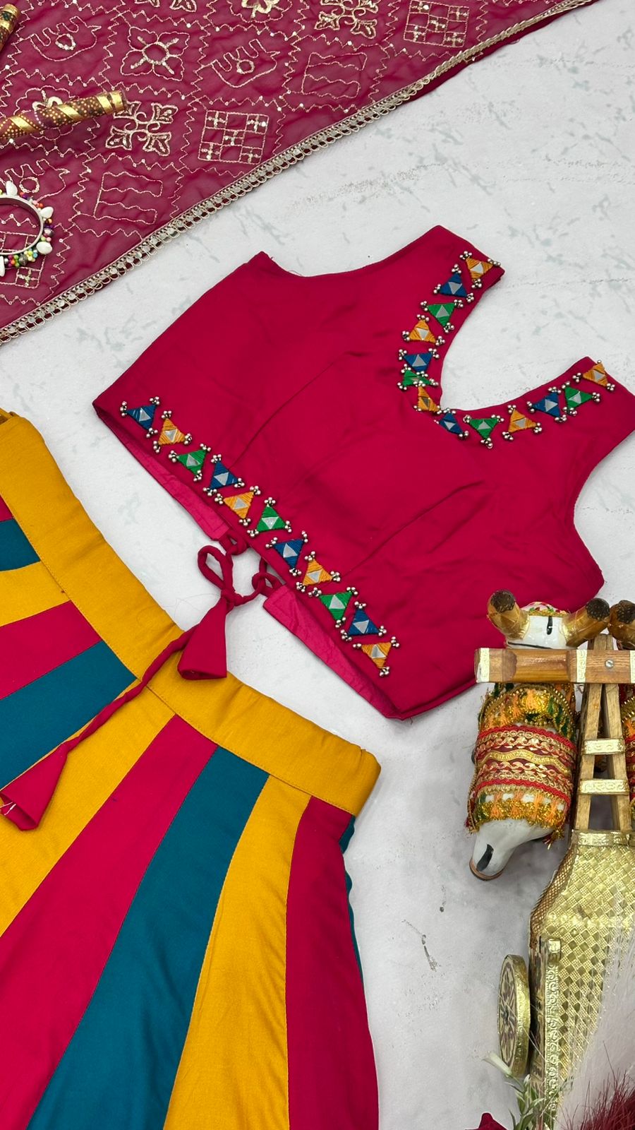 Navratri Special 6 Meter Lehenga Choli with Vintage Dupatta