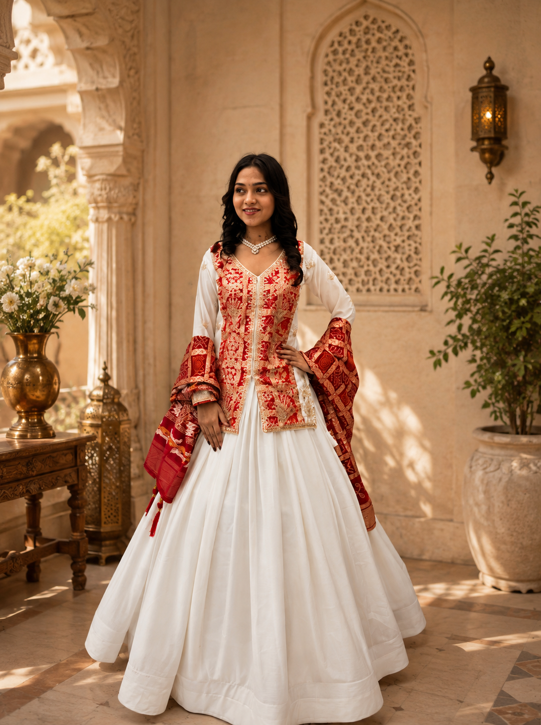 Festival Badhni Chinon Silk Lehenga Choli with Heavy Embroidery & Jacquard Dupatta