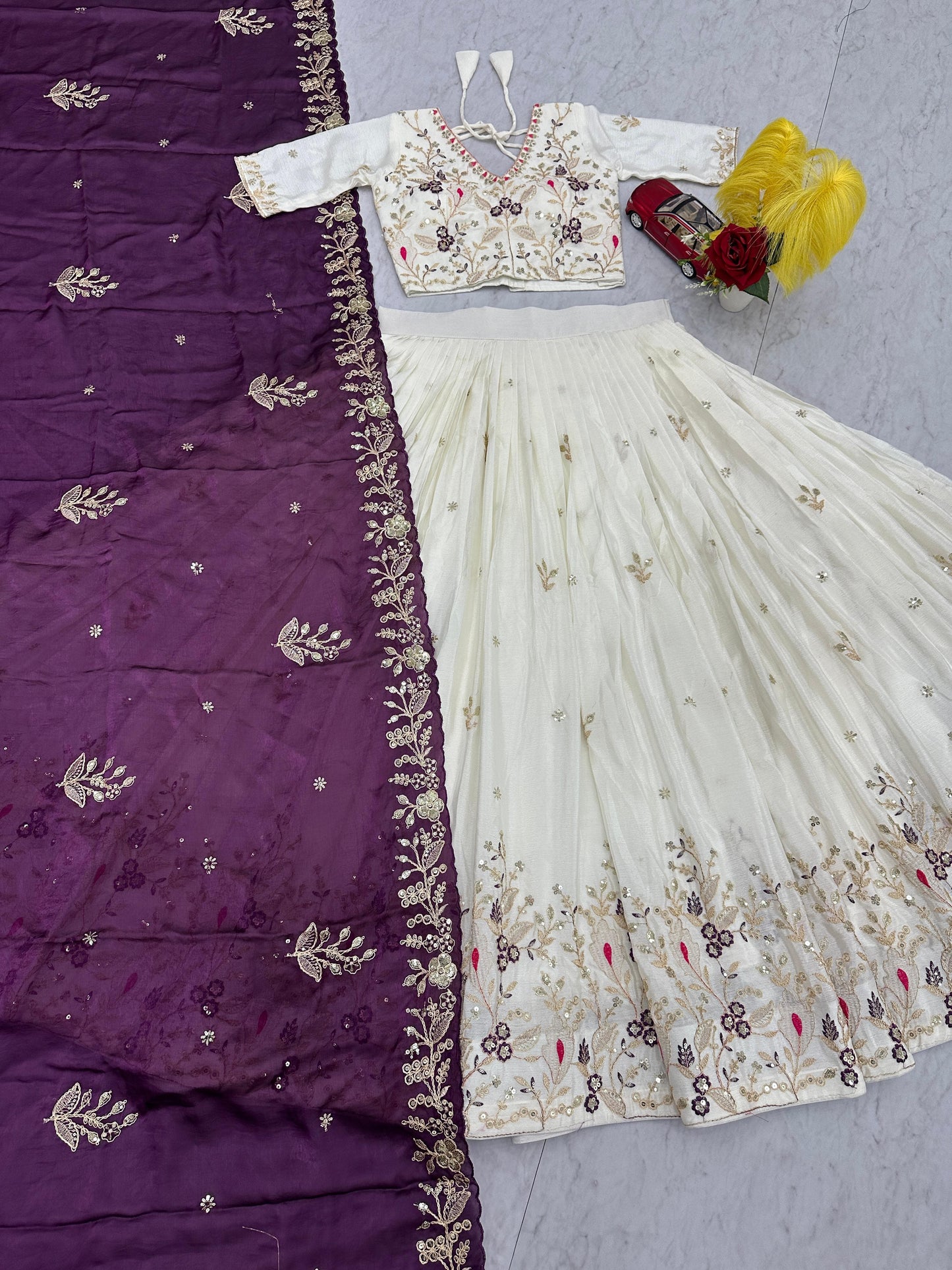 Festival Wear Chinon Embroidered Lehenga Choli Set