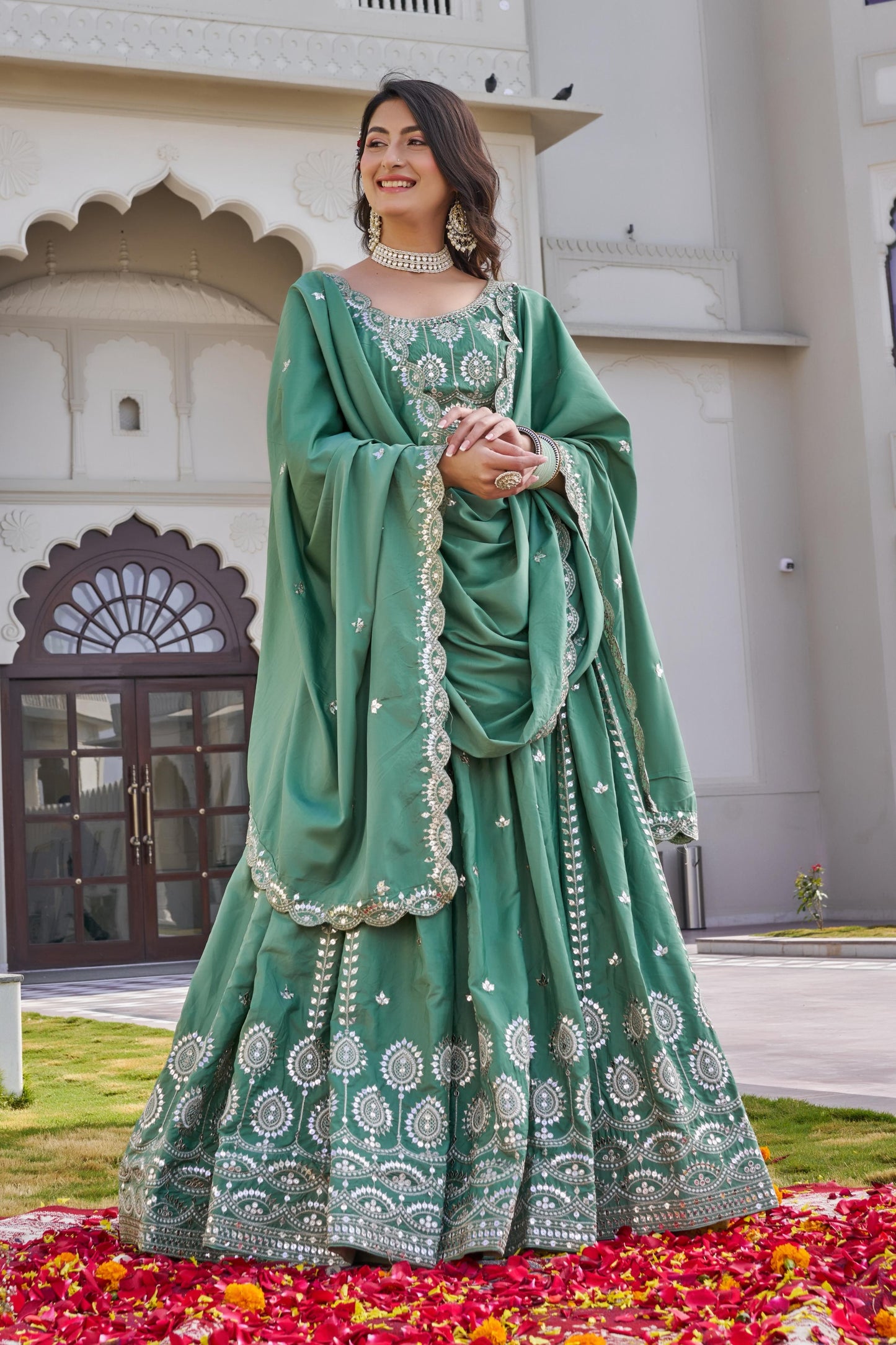 New Festival Wear Pure Crepe Silk Lehenga Choli with Heavy 7mm Sequence Embroidery | Fully Stitched