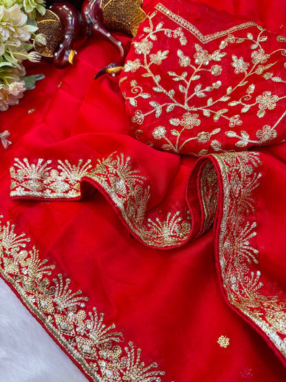 Premium Rangoli Silk Sequence Embroidery Saree