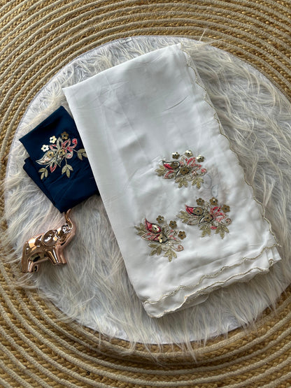 Designer Star Georgette Saree with Patch Work & Aarco Border