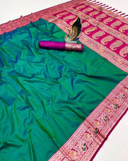 Premium Gala Silk Saree with Meenakari Zari Pallu & Contrast Designer Border
