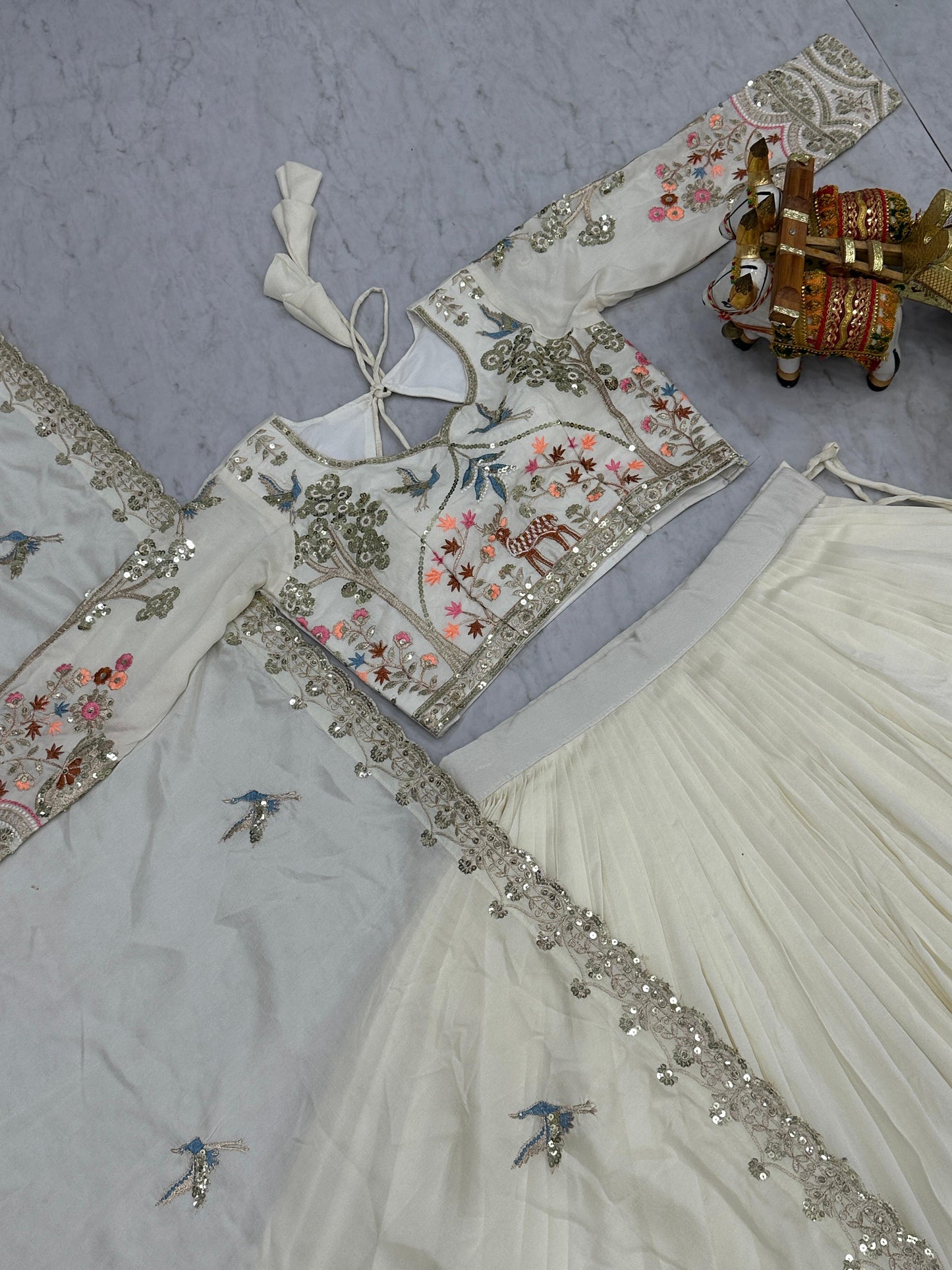 Wedding Embroidered Vichitra Silk Lehenga Choli Set