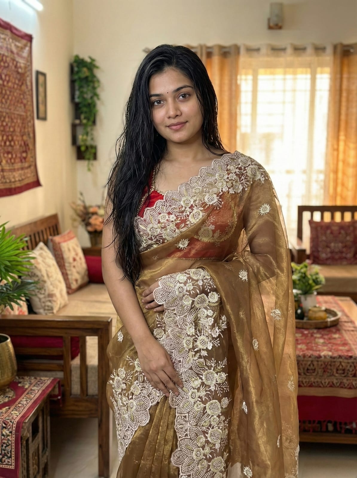 Aarti Tissue Organza Embroidery Saree