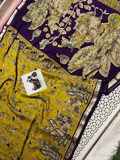 Premium Ajrakh Heavy Marsh Mellow Self Saree With Jacquard Border