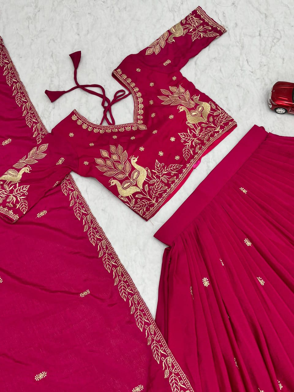 Chinon Embroidered Festival Lehenga Choli | Real Model Shoot | 2 Designs