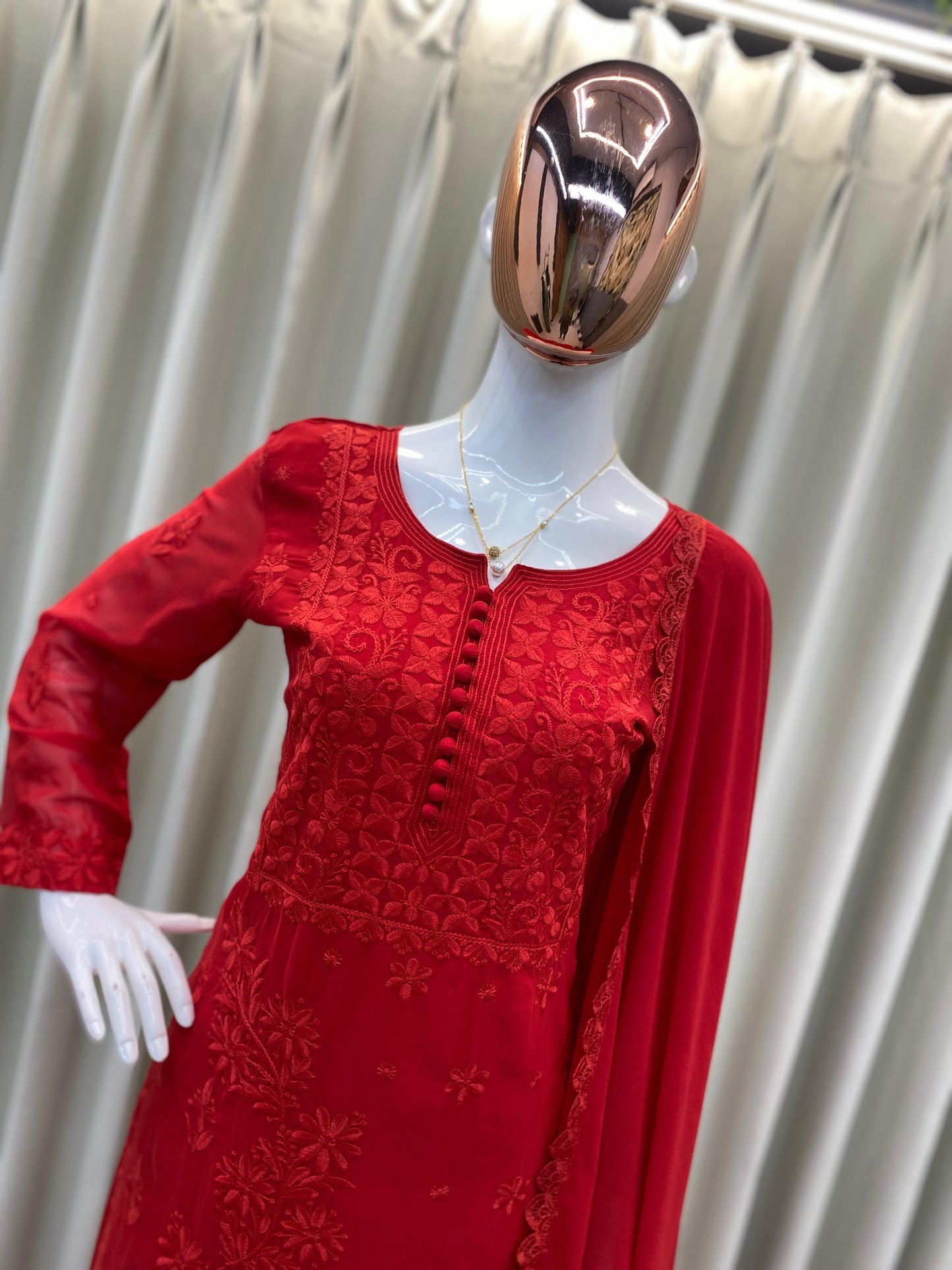 Designer Georgette Embroidered Suit Set With Dupatta