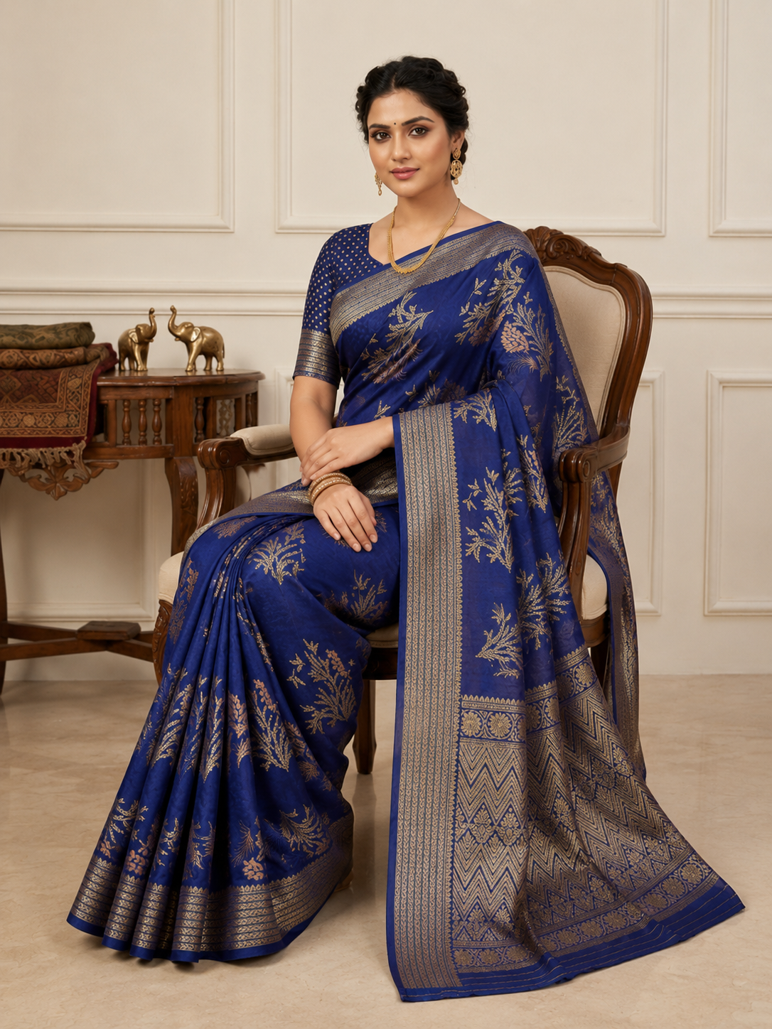 Graceful Floral Woven Saree