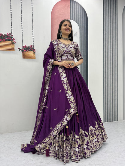 Designer Chinon Embroidery Lehenga Choli with Sequence Work – Festival Wear