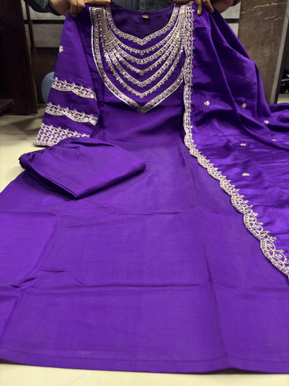 Tulsi Roman Silk Embroidered Suit Set