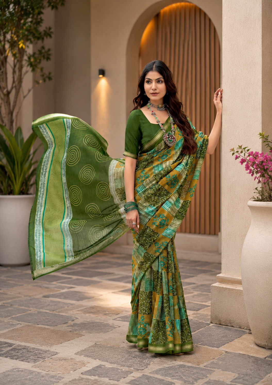 Pathshala Premium Viscose Mul Cotton Printed Saree with Zari Border