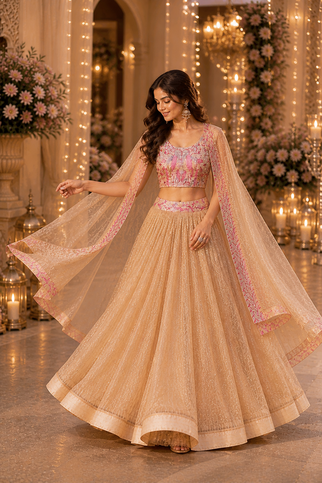 Premium Sindur Silk Embroidered Lehenga Choli Set with Shrug – Wedding & Festive Wear
