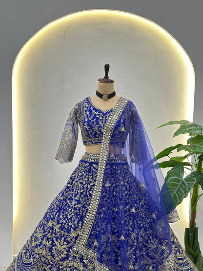 Premium Butterfly Net Designer Lehenga Choli with Heavy Embroidery (3 Colours)