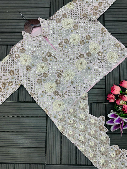 Ready to Wear Chinon Saree with Heavy Embroidery Koti Jacket