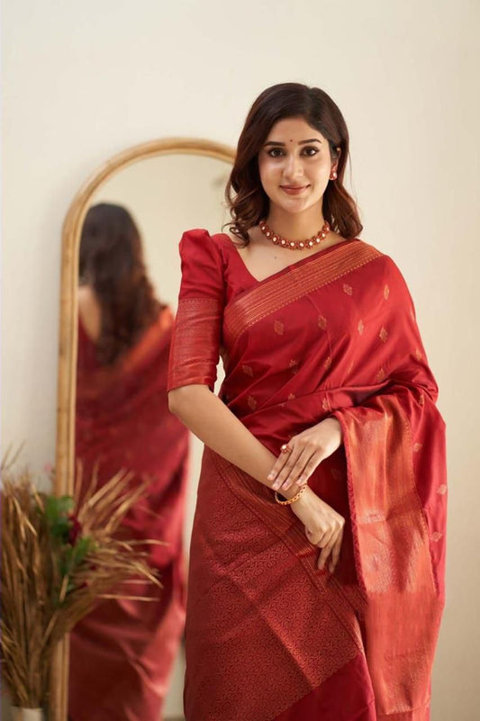 Maroon Cotton Silk Saree