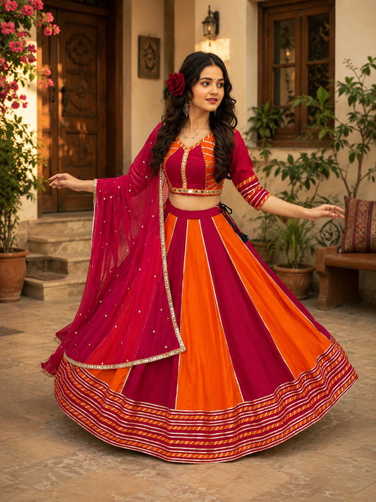 Navratri Special Pure Cotton Lehenga Choli Set | 6 Meter Flair | Real Hand Work | Festival Wear