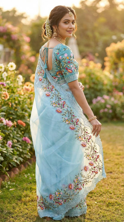Designer Georgette Embroidery Saree – Disha Collection