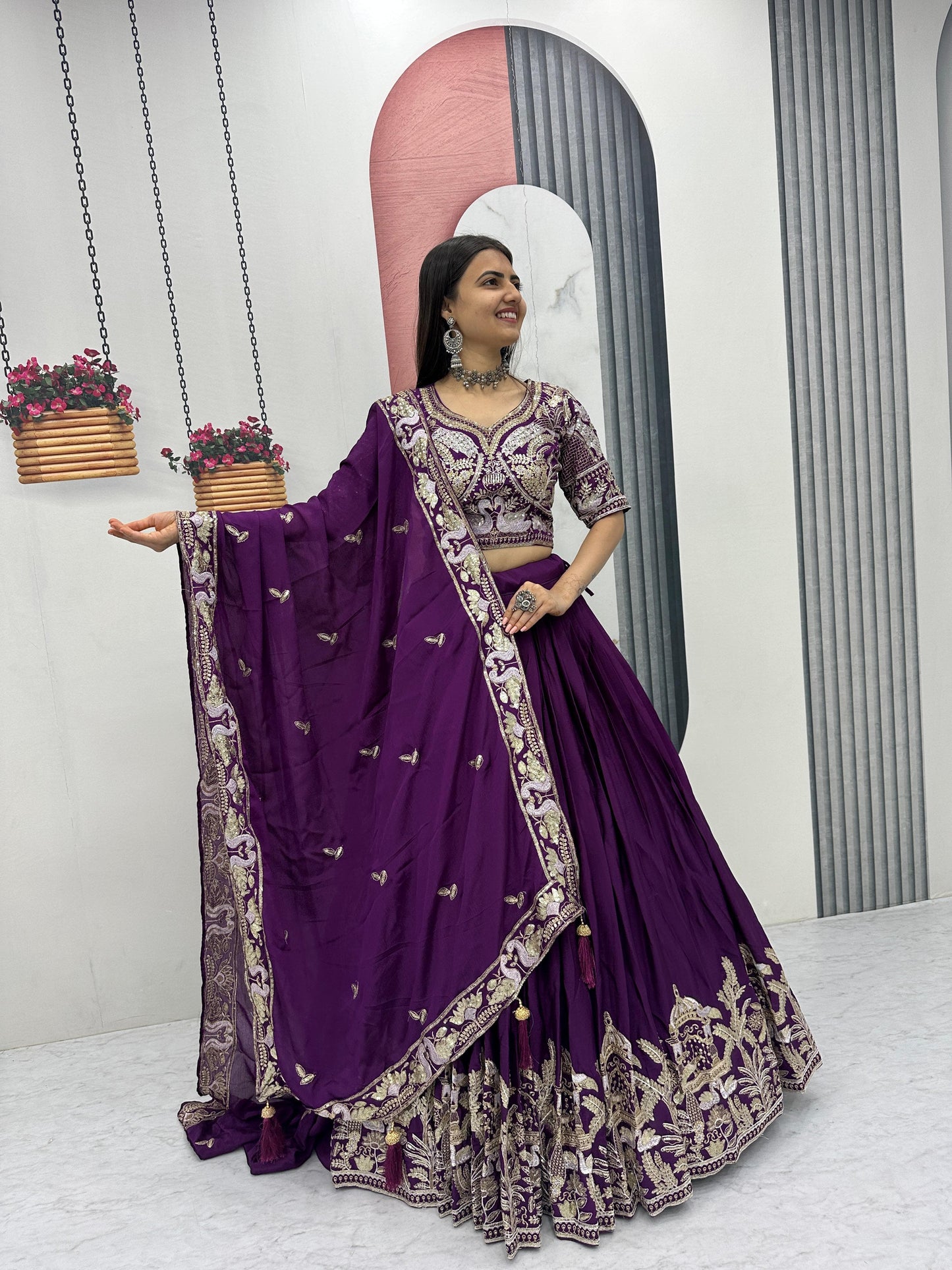 Designer Chinon Embroidery Lehenga Choli with Sequence Work – Festival Wear
