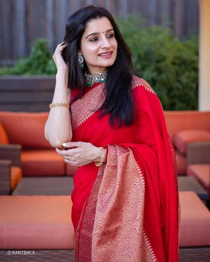 Royal Maroon Silk Saree with Rich Gold Border
