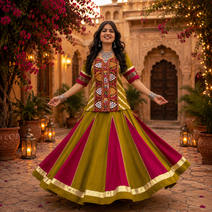 Navratri Special Pure Cotton Kediyu Lehenga Set | 6 Meter Flair | Garba & Dandiya Dress