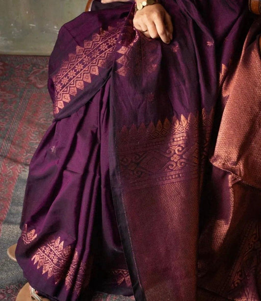 Purple Zari Work Saree