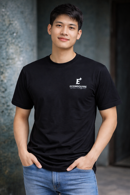 ECOMSQUIRE Premium Comfort Black T-Shirt (Back Print)