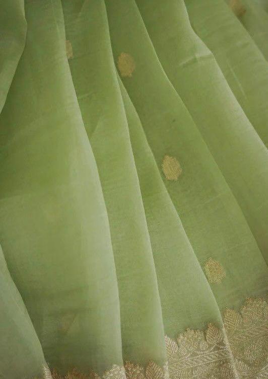 Pista Green Zari Work Saree