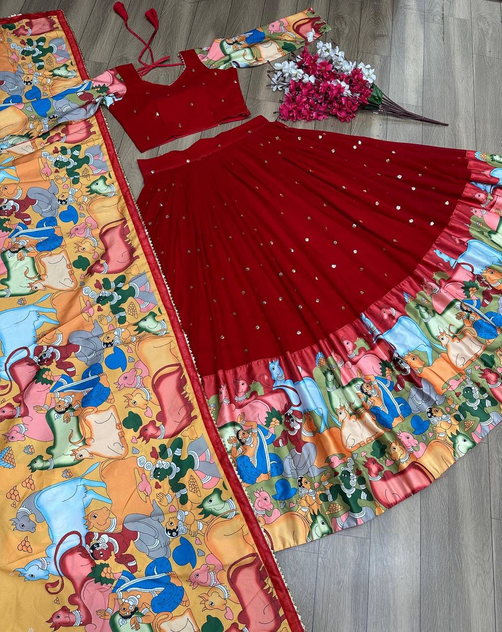 Kalamkari Georgette Lehenga Choli