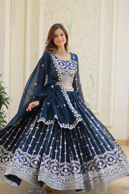Heavy Fox Georgette Wedding Lehenga Choli with 7mm Sequence Work (2 Colors)