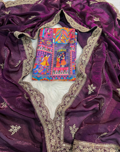 Premium Fendy Satin Saree with Coding Sequence Work