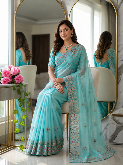 Jasmin Soft Fendy Chiffon Embroidery Saree