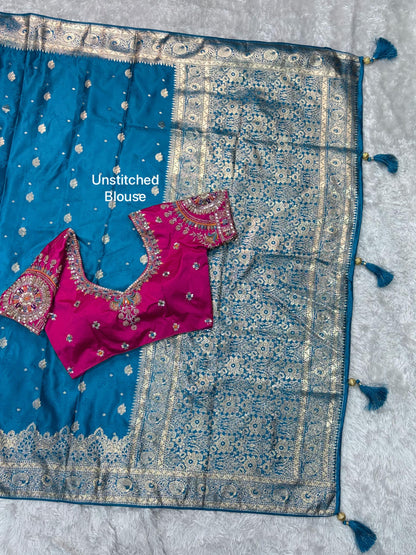 Maharani Banarasi Satin Silk Saree with Handwork Blouse