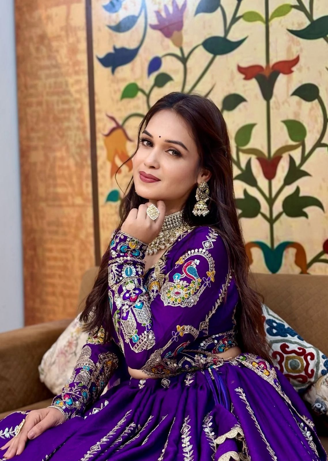 Women's Festival Wear Vichitra Silk Embroidered Lehenga Choli Set with Dupatta