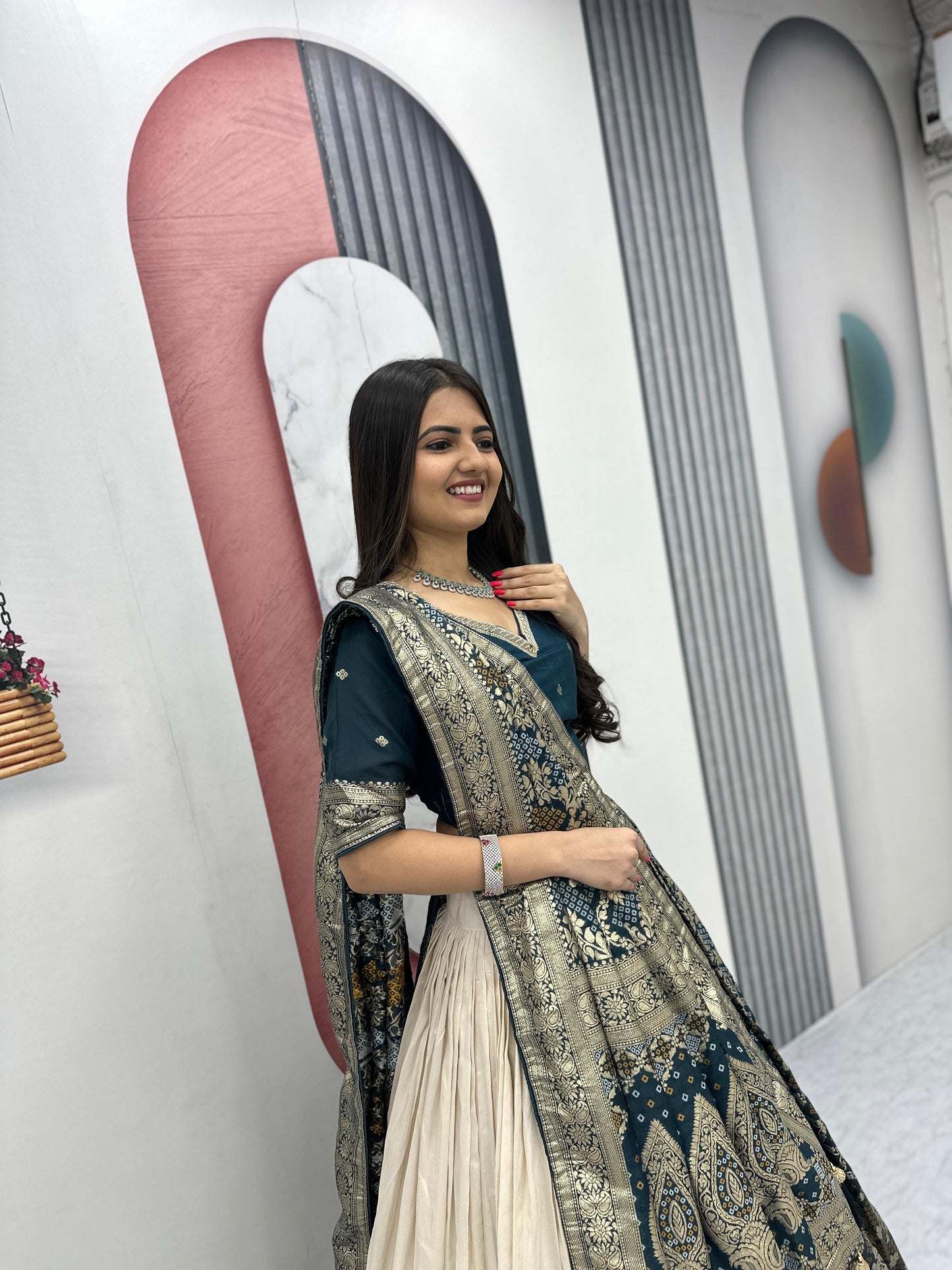 Wedding Special Jacquard Silk Lehenga & Saree Set With Rich Zari Work